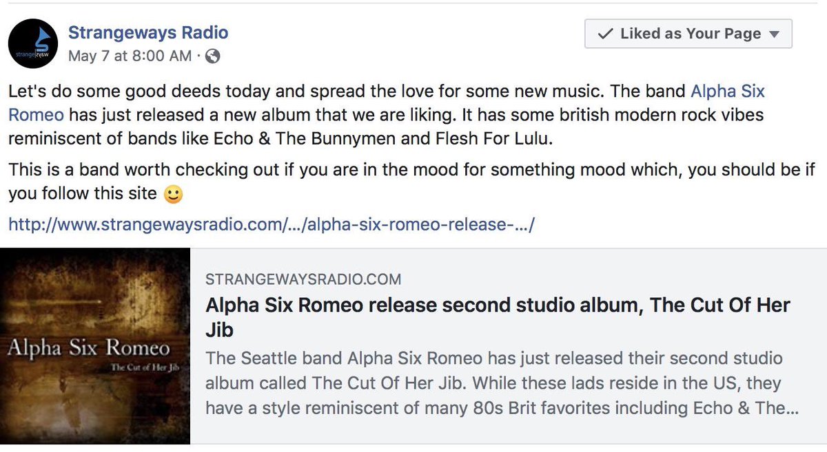 Big love to these great stations that spun the new @AlphaSixRomeo record over the weekend, from #Michigan, to #Luxembourg, to #Paris & #Greece! @StrangewaysRad @producedbytobi @RadioKC @rodonfm #NewMusicTuesday #IndieRock #NewWave #NewMusicReleases