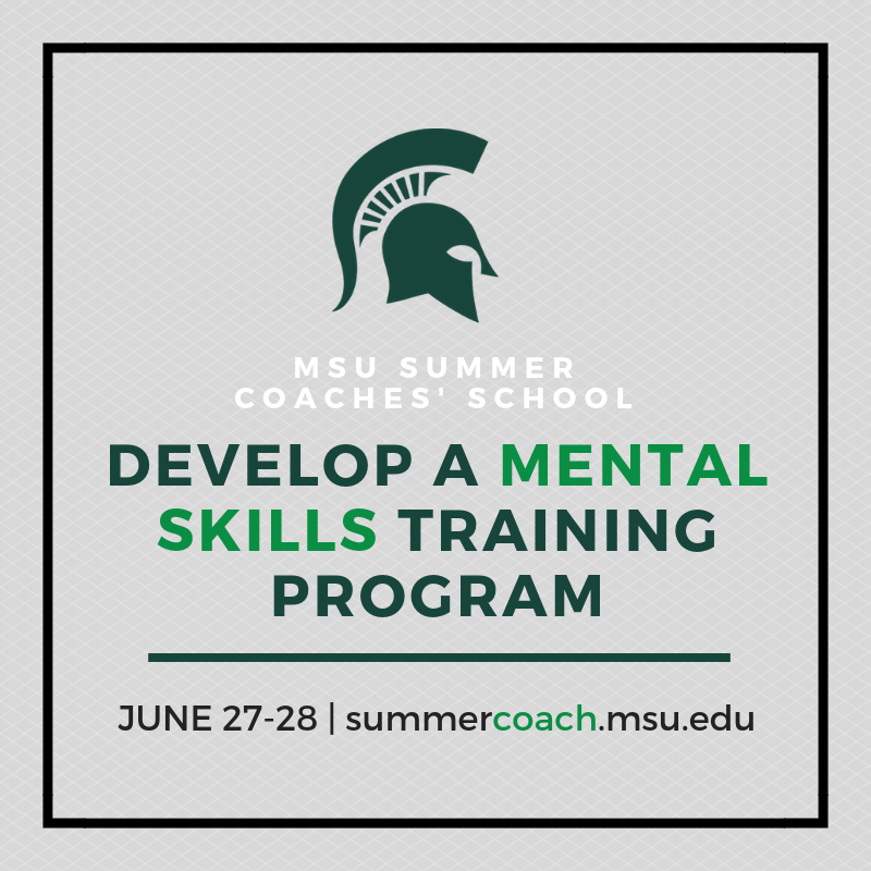 YouthSportsMSU's tweet photo. Mental skills training is critical for any #athlete to be successful in their sport. At the MSU Summer Coaches’ School you will learn how to teach and develop mental skills like positive self-talk, energy management, and goal-setting. #SCSMSU @MHSAA
https://t.co/T4osppXUlQ https://t.co/DAeYFnnBR8