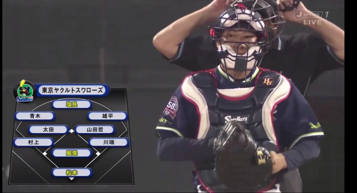 バックネット裏 野球道具ブログ更新中 Ar Twitter ハイゴールド のミットとレガースを使用する 松本直樹 選手 東京ヤクルトスワローズ 道具からみるプロ野球