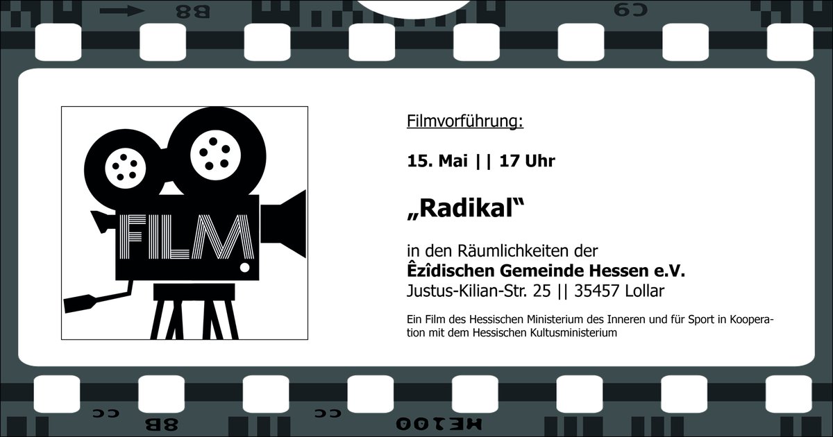 Morgen zeigen wir den Schulungs- und Lehrfilm "Radikal", der vom Hessischen Ministerium des Innern und für Sport mit dem Hessischen Kultusministerium und der Hessischen Landesanstalt für privaten Rundfunk und neue Medien herausgegeben wurde.