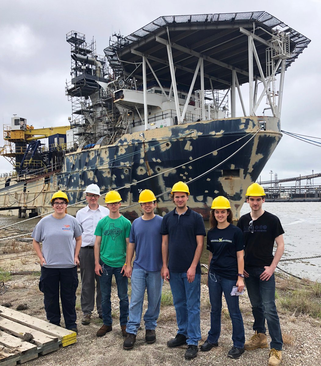 WebbInstitute's tweet photo. Last week, two of our Junior Ship Design groups visited this old dive support vessel in Port Arthur, Texas. #webbinstitute #shipdesign #divesupportvessel https://t.co/R6aEMOi6tI