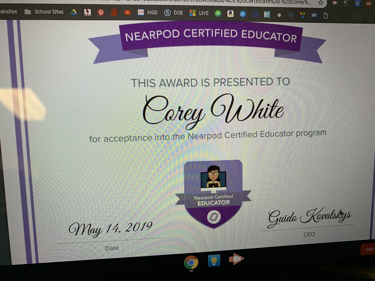AppoCWhite's tweet photo. Proud to be @nearpod certified! #NearpodCertified #AHSchat https://t.co/jqsOnXSnsL
