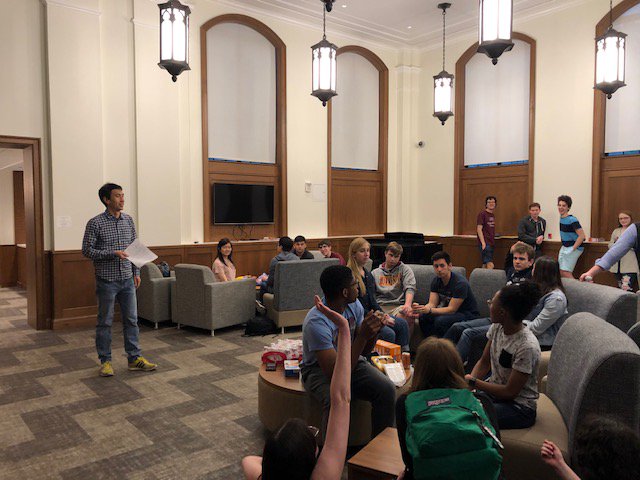 NUResServices's tweet photo. We got our geek on last week at the inaugural Southwest Neighborhood #TriviaNight in Willard!

Econ prof. Scott Ogawa (trivia master &amp; Shepard Res College fellow) fired off the questions. Like, do you know the name of the Enterprise bar run by Guinan on #StarTrek: The Next Gen? https://t.co/AsSguaXqxR