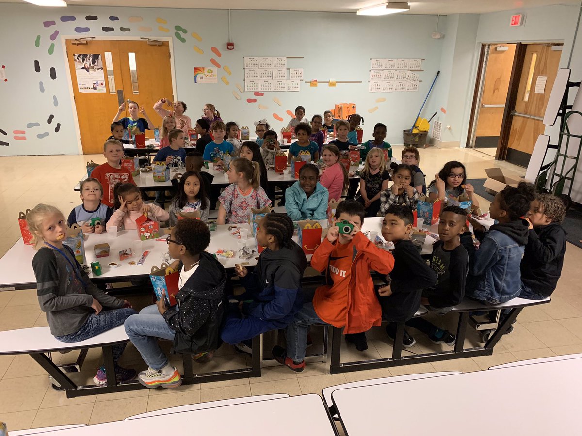 MsAnsbro's tweet photo. Our students celebrating their Perfect Attendance for Quarter 3 with McDonald’s Happy Meals!  Thank you McDonalds! #BPatriotproud https://t.co/DAqvsYZwqR