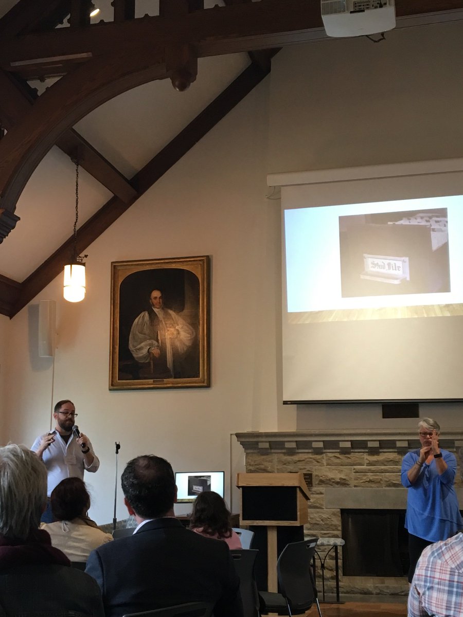CollaLibrarian's tweet photo. Great session on co-developing and preserving queer histories at U Windsor with student, faculty, and librarian-presenter, Scott Cowan. #HBKTLC @huronatwestern @HuronResearch https://t.co/YSKMIzwgVY