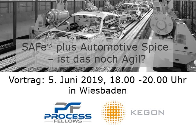 "SAFe® plus Automotive SPICE® – Ist das noch agil? Wir veranstalten gemeinsam mit der Process Fellows GmbH am 5.6. 2019 einen Veranstaltungsabend in Wiesbaden zu diesem spannenden Thema. #SAFe #automotive

Nähere Informationen und Anmeldung:
kegon.de/unternehmen/ke…
