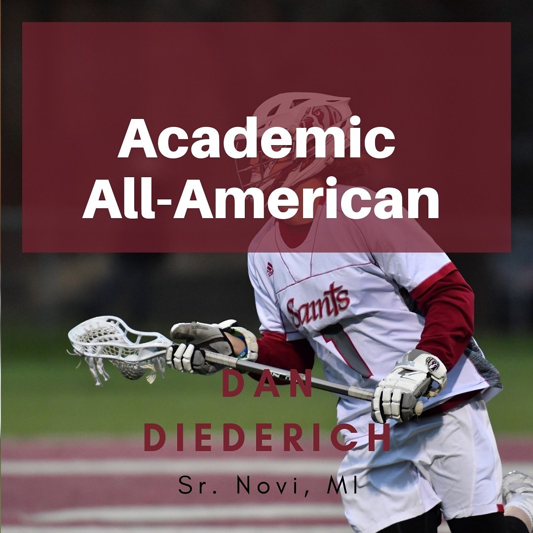 AQMensLax's tweet photo. Congrats to Dan Diederich and Tyson Marsh on being named NAIA Scholar-Athletes for the second time! #SaintsMarchOn https://t.co/HFXhjX3p1q
