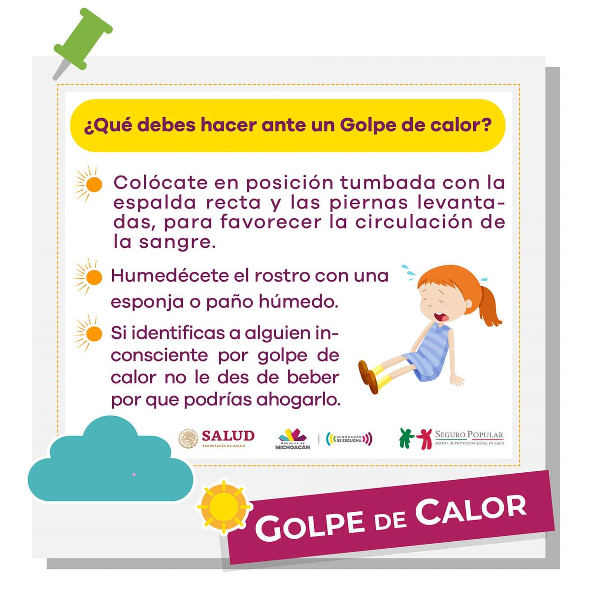 SeguroPopuMich's tweet photo. Ante la alta radiacion solar es importante prevenir quemaduras solares y golpe de calor
#ElSeguroPopularSeTransforma #MichoacánSeEscucha https://t.co/YpZj05yvxb