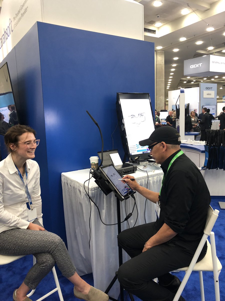 ASmith8712's tweet photo. Come by @Carahsoft booth 2109 to get you digital caricature drawn and printed on site!! Such a fun activity!  #TechNetCyber https://t.co/92FRVCKMJO