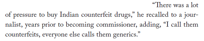 13) Around 5 yrs before taking top  @US_FDA job,  @ScottGottliebMD recounted to me the struggle to secure quality of  @PEPFAR drugs for Africa: