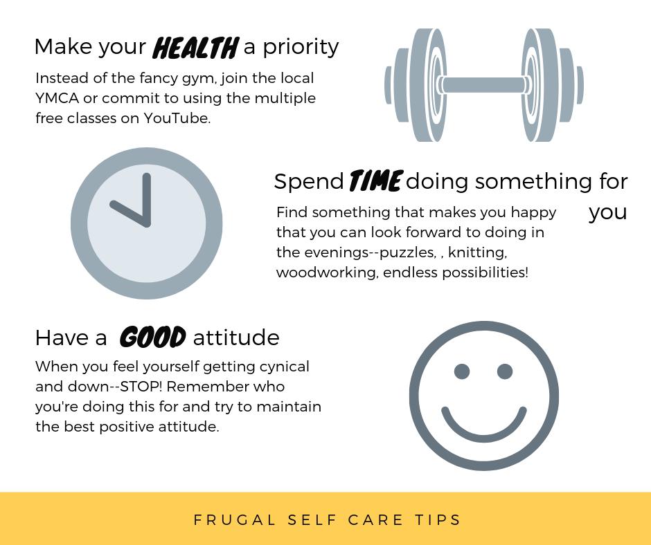 Tip Tuesday--"Self-care" is a phrase that has many rolling their eyes but it is important to take care of yourself and it doesn't have to cost an arm and a leg. Check out our FRUGAL Self Care Tips: