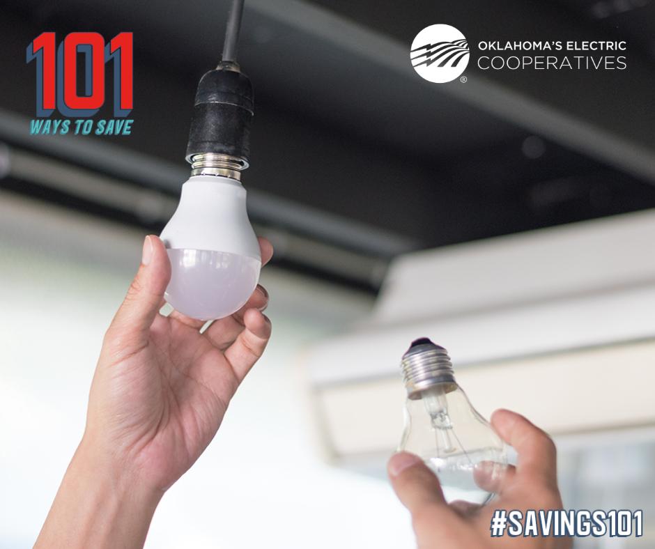 OAECoops's tweet photo. Replace any light bulb, especially ones that are on more than one hour per day, with a light-emitting diode (LED) bulb. #Savings101 https://t.co/t9WL9x2PwF