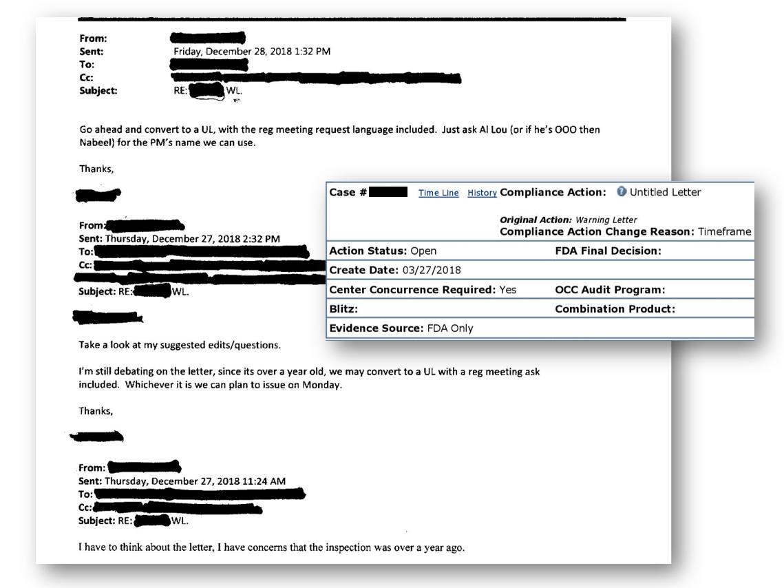 22) Sometimes  @US_FDA downgraded + sent nonpublic “untitled letters” b/c it waited too long to act. Check out this year-long delay & resulting downgrade for non-compliant Indian plant (UL=untitled letter). Result: US patients end up getting drugs made w/ dubious data.