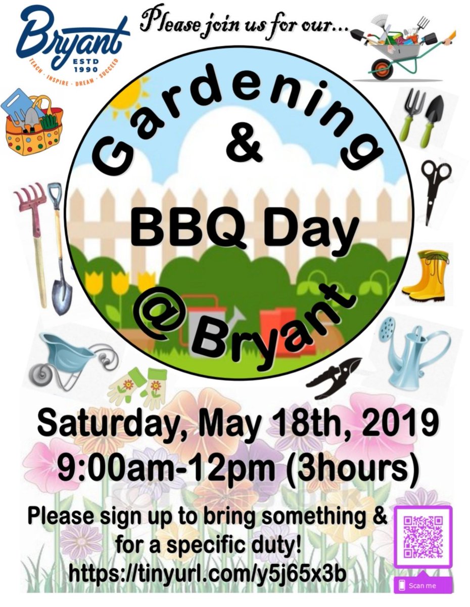 BryantBengals's tweet photo. April showers brings May flowers! Join us for our #Gardening &amp; #BBQ Day on Saturday,  May 18th.  All #teamBryantES scholars,  families, staff members, &amp; community partners are welcome! @CobbSchools @CCSDTitleONE @SoCobbCouncil https://t.co/213Ihel55H