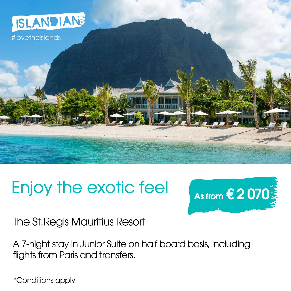 🏝🏩 
Travel to the islands for a unique experience at The St. Regis Mauritius Resort. Book your stay now and enjoy 7 nights of tropical magic!

Book here: islandian.com/mauritius-hote…

Booking period : Till June 15, 2019
Stay period : Till September 30, 2019

#Islandian #wanderlust