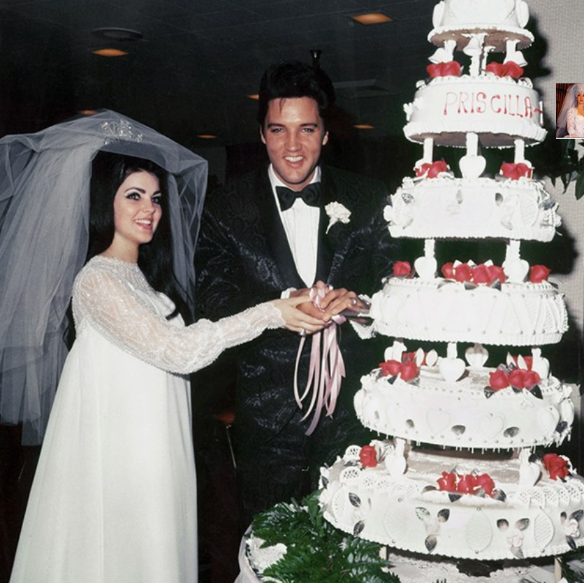 KleinfeldCanada's tweet photo. This week #TimelessTuesday meets #RoyalWeddingWeek with the King of Rock and Roll, Elvis! Priscilla wore a beautifully understated lace gown with a big, glamourous veil and tiara: perfect for her iconic '60s bouffant. What do you think of the statement veil? #kleinfeldcanada https://t.co/jbji4wJi0H