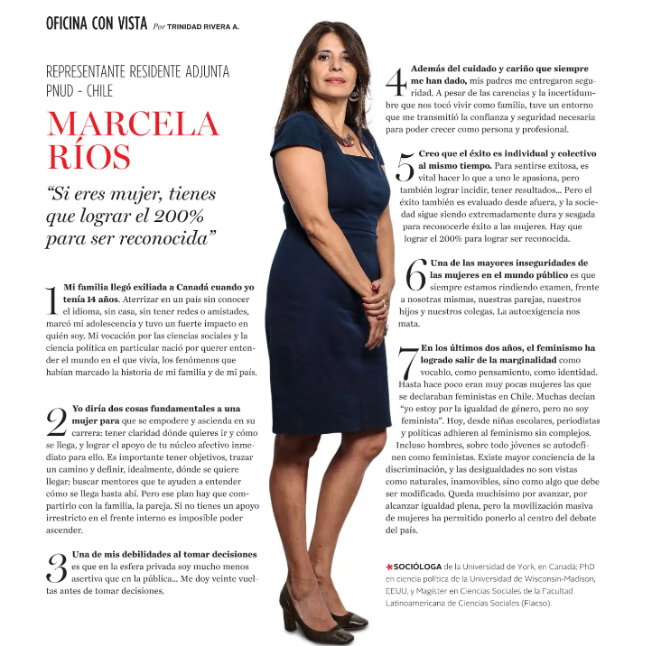 PNUDChile's tweet photo. "Existe mayor conciencia de la discriminación, y las desigualdades no son vistas como naturales, inamovibles, sino como algo que debe ser modificado". La Representante Residente Asistente de PNUD @mriost, en entrevista con @Revista_Ya #ODS5 🗞️➡️ https://t.co/454jSnrZWv https://t.co/g4CyCDOe5Q