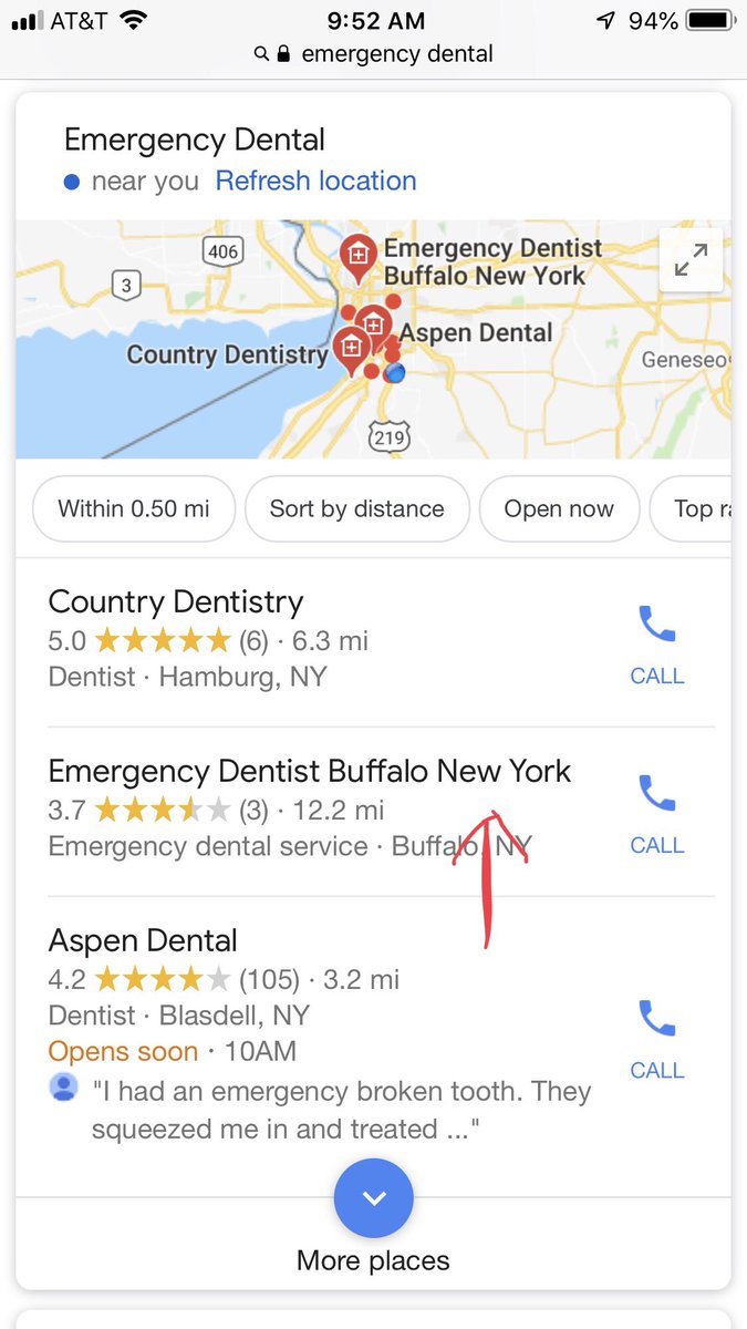 GarrettSmith's tweet photo. Ever wonder what patients deal with when looking for emergency heath services on Google?

I did a quick search for emergency dentist. 

Here’s one example of the crap theyll encounter 👇🏻 https://t.co/bL7wnYtS4m