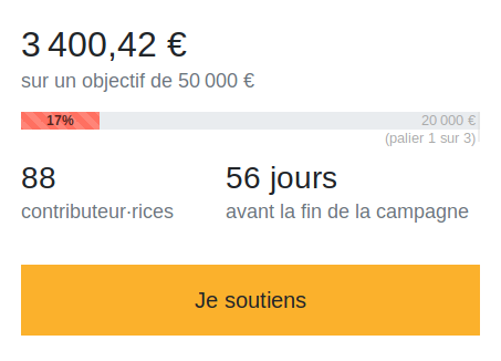 framasoft's tweet photo. Un grand merci aux 80 premiers contributeurs qui nous ont permis d'atteindre les 3 000 € ! Vous êtes géniaux !!! #JoinMobilizon https://t.co/M6Cr0j8fAU
