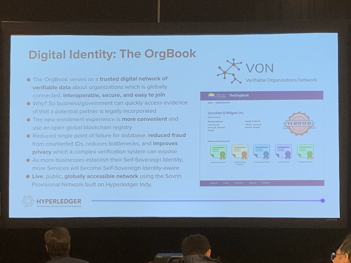 drummondreed's tweet image. At #Consensus2019 #Hyperledger ED @brianbehlendorf features the British Columbia and Ontario #OrgBook digital #credential registry project based on #HypereldgerIndy Catalyst contributed by the amazing team at BC Gov. Check it out at vonx.io