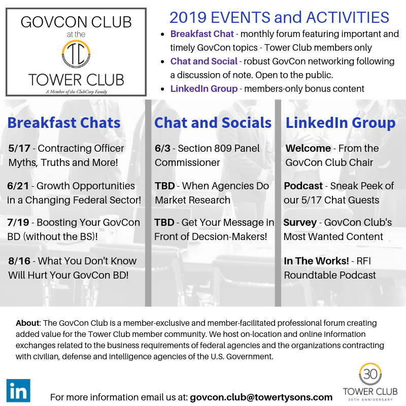 GovCon Club UpComing Events and More! govconchannel.com/2019/05/14/gov…