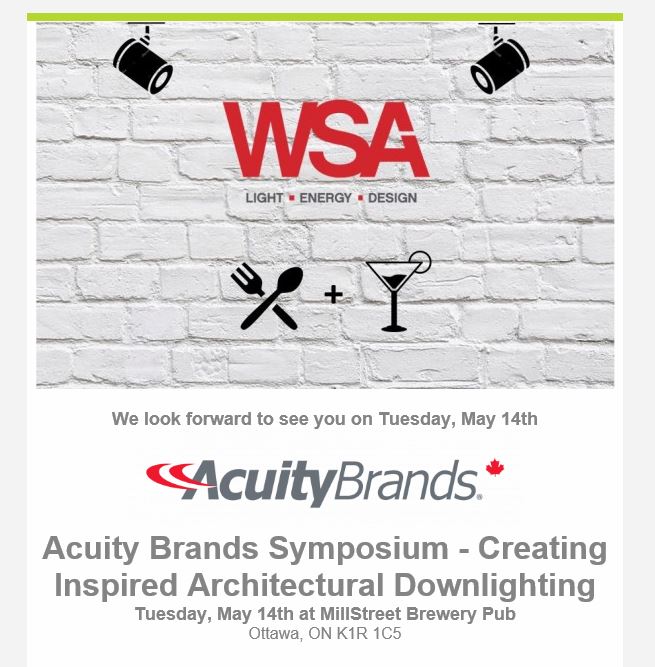 AcuityBrandsCAN's tweet image. JOIN US TODAY... Together with WSA, at the Acuity Brands Symposium - Creating Inspired Architectural Downlighting event at:

MillStreet Brewery Pub
555 Wellington St,
Ottawa, ON
K1R 1C5

#lightingevent #lightingsymposium #ottawalighting #WSA #acuitybrands #acuitybrandscanada