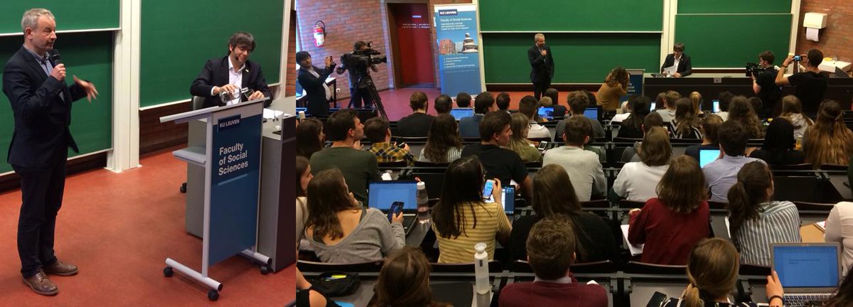 VanHeckeSteven's tweet photo. Full house for guest lectures by @KRLS and @toni_comin on #referenda in #Catalonia  #PolitiekeActualiteit @FSW_KULEUVEN @KU_Leuven https://t.co/os9qgAXKgR