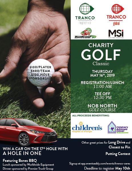 We are honored to be a part of Tranco Logistic's charity golf tournament this Thursday! Thank you for your support and good luck!