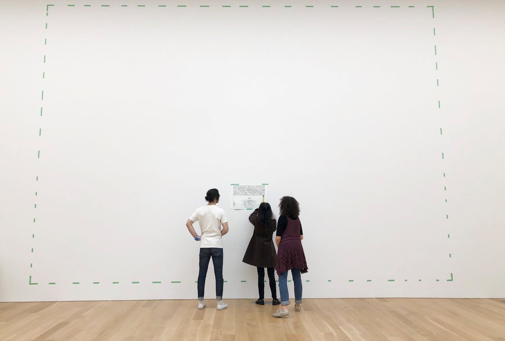 Today's #MuseumWeek is #SecretsMW and looks back at the installation of #LouiseLawler's "Pollock and Tureen (traced)," (1984/2013). The work is a large-scale vinyl applied directly to the wall in one of our gallery rooms.