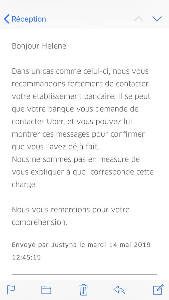 lnchartier's tweet photo. Service conso pourri @UberFR qui vient de perdre un #SuperRider ... incapable de me dire à quoi correspond un débit CB de 46€ ! Ce n’est pa ce montant qui va mettre en péril le @SRI_France mais plutôt la confiance de ses utilisateurs #adieu 👋 #Hello @Kapten @Boltapp_fr https://t.co/b6jS8oOwLg
