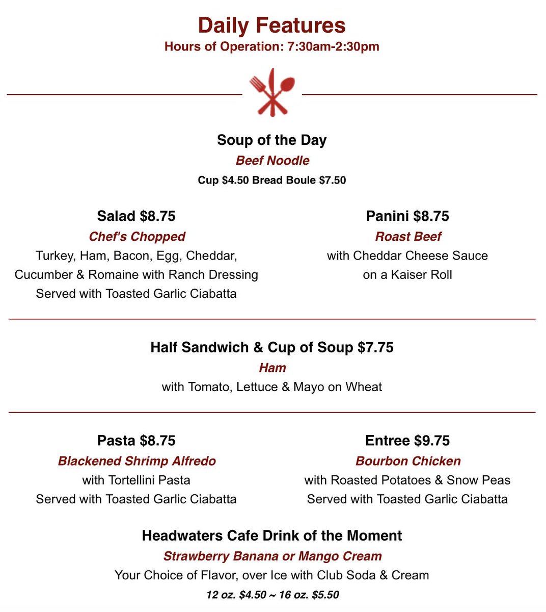 MHCCulinary's tweet photo. Tuesday's features at Headwaters Cafe in Saint Paul RiverCentre! https://t.co/3xi339hGVj