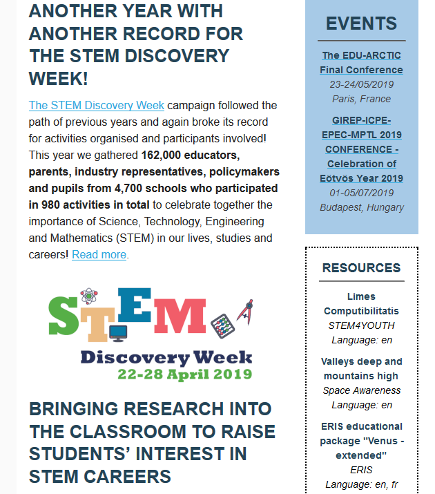 scientix_eu's tweet photo. New #Scientix Digest is out 🚀 Read more about the #STEMDiscoveryWeek results thanks to the great effort of many educators and pupils around the world, new Scientix Observatory report of #BRITECProject and as always - exciting projects, events & resources! https://t.co/HdLNxaMEg3 https://t.co/Vf0oXP6pec