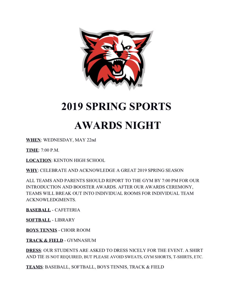 KentonWildcats's tweet photo. 2019 Spring Sports Awards Night https://t.co/MPA5gArkwW