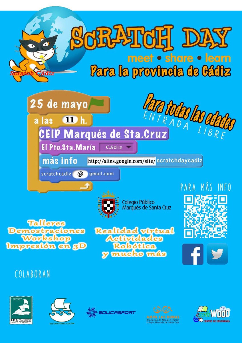 ScratchCadiz's tweet image. Aquí está nuestro cartel. Estáis invitados a disfrutar con nosotros @ScratchCadiz
#scratchday
#CodeEducaLAB