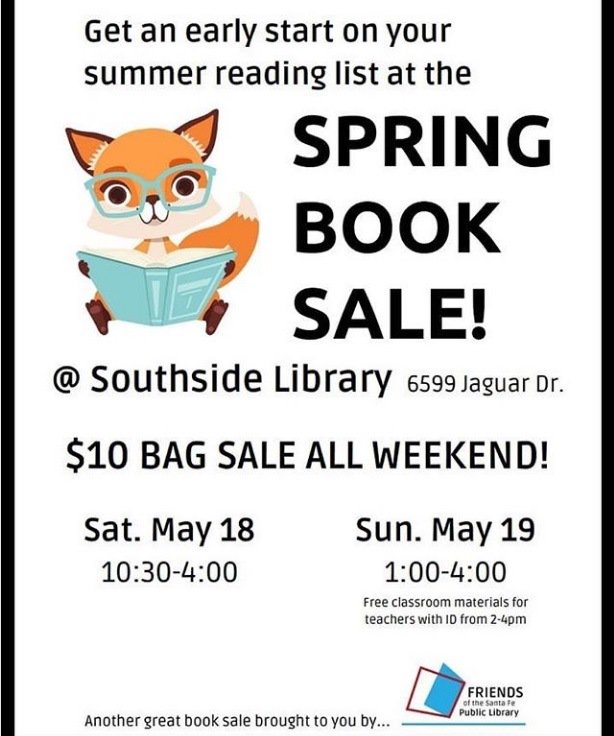 sfpl's tweet photo. #SpringBookSale Thanks to our Friends of the SFPL! #StockUp #SouthsideLibrary May 18th https://t.co/S1MltA2W2q