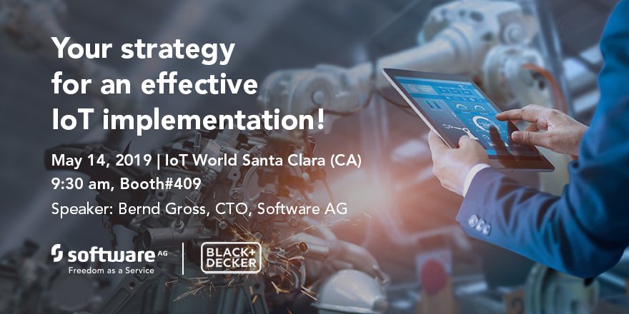 SoftwareAG's tweet photo. Happening in one hour: Our CTO @GrossBernd takes the stage with customer @StanleyBlkDeckr to discuss the best way to implement effective #IoT at @IoTWorldSeries in the Mission City Ballroom. Don't miss it! https://t.co/CweQ9HtCgU