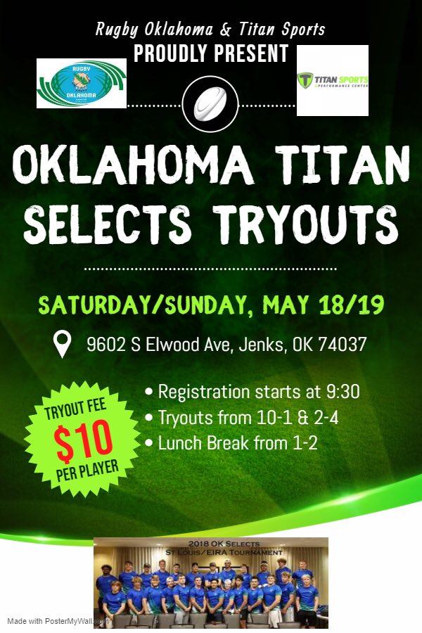 OkRugby's tweet photo. Oklahoma HS Boys Select Side tryout info https://t.co/3heWDb732r