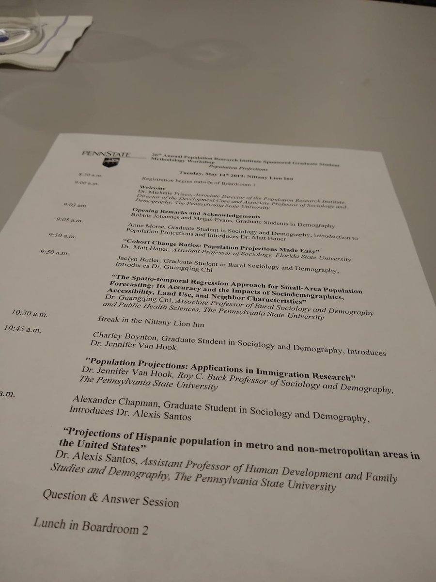 psupopresearch's tweet photo. Thank you to all our spectacular speakers (@AppDemography  @VanHookJenny @GuangqingChi @thehauer ) and attendants of the 26th Annual PRI Sponsored Demography Graduate Student Method!  #PopProjections #WeAre #PSUPop2019 https://t.co/bjyVzZO61m