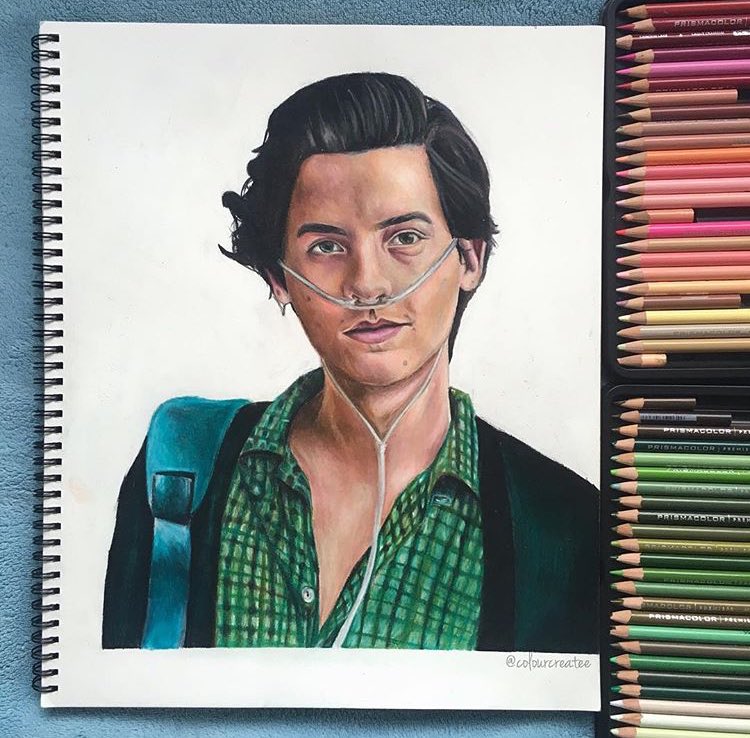 Colourcreatee's tweet photo. Here are my final three drawings of @colesprouse @haleyluhoo @ImNotMoises from @FiveFeetApart as Will , Stella and Poe . https://t.co/Czha4sTKkv