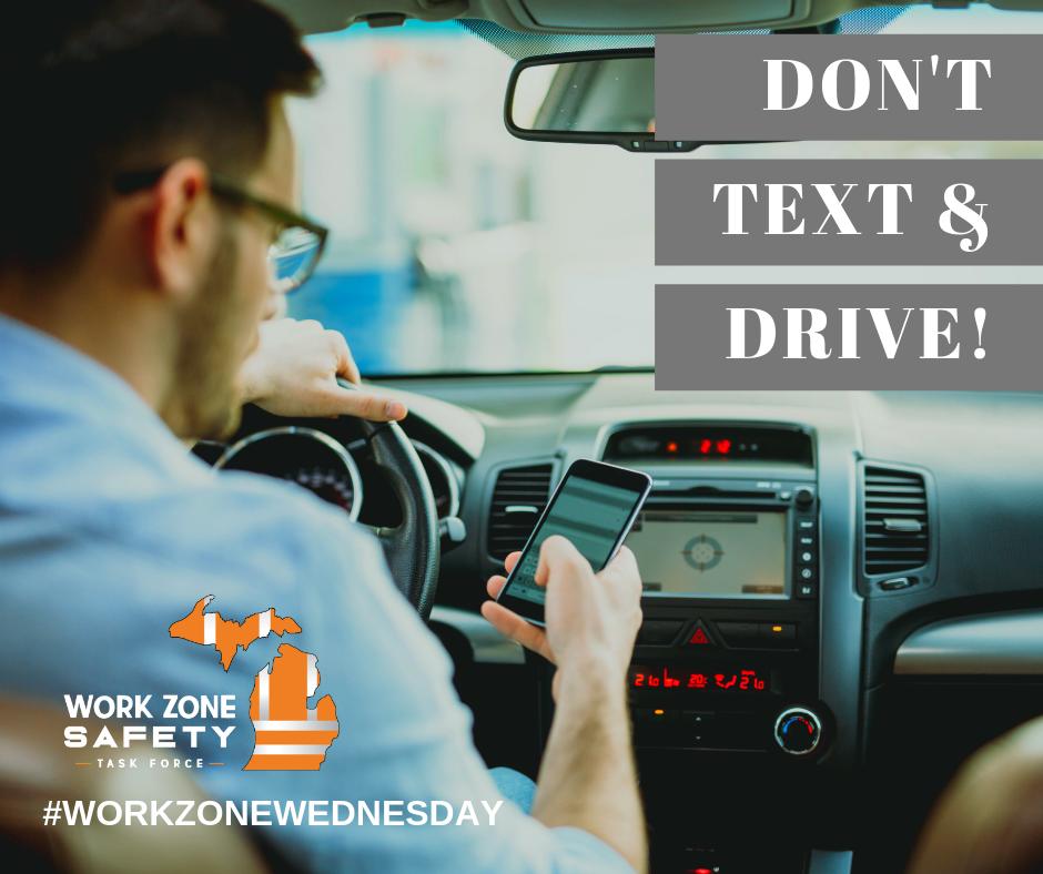 MDOT_UP's tweet photo. Work zone crashes are 100% preventable.
Distracted driving is a choice. Choose to put your phone down.
#WorkZoneWednesday #TZD #DecideToDrive #NoSmallDistractions https://t.co/GI0FO19Fjc