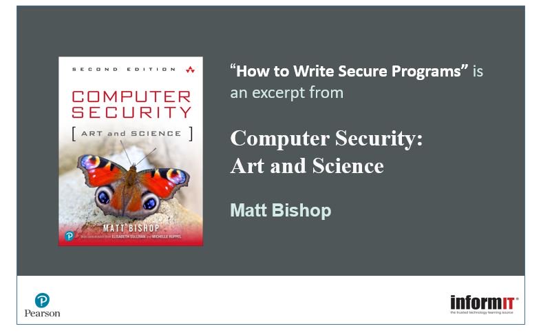 InformIT's tweet image. EXCERPT: Well-known educator Matt Bishop discusses informal techniques for writing programs that enforce security policies. ow.ly/YgeV50u14Kq
#Security #SecureCode #SecureProgramming