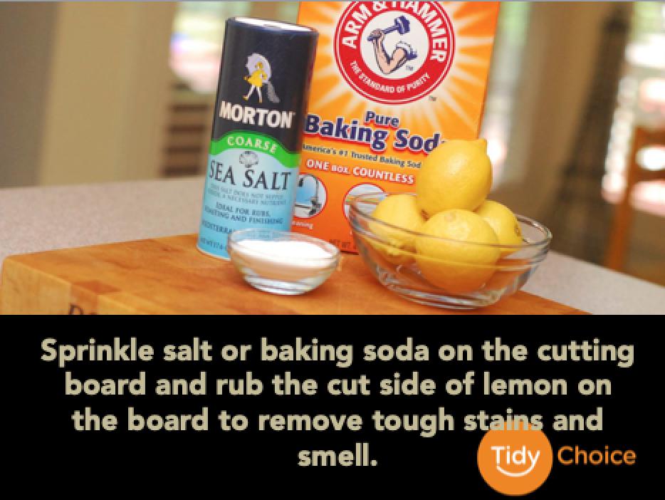 tidyChoice's tweet image. Remove stains and smells from your cutting board easily!👩‍🍳 #TidyTips #CleaningHacks #CuttingBoard #KitchenCleaning #TidyChoice