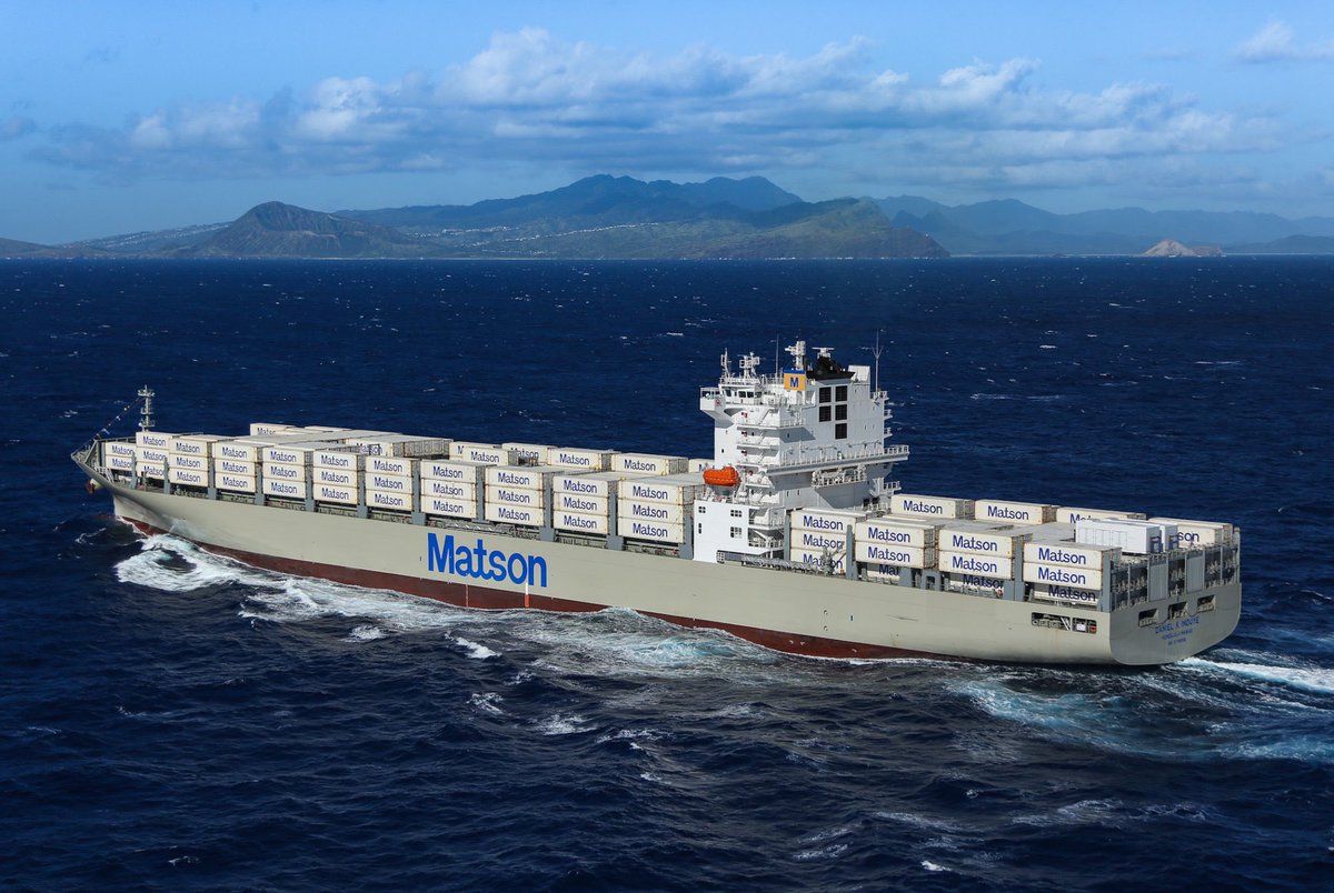 The Daniel K. Inouye is the largest containership ever built in the United States. Weighing in at over 51,400 metric tons, the 850-foot long, 3,600 TEU vessel is Matson’s largest ship and also its fastest, with a top speed in excess of 23 knots. #MatsonToday
