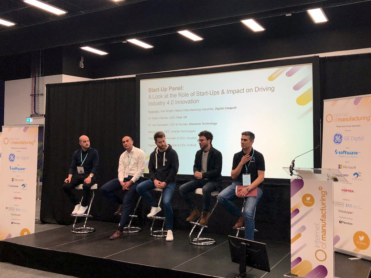 dominie_roberts's tweet photo. Closing day 1 of #IoBMan with this years’ Innovation Den! Great insights into the latest technologies; what the industry needs from startups &amp; vice versa to drive Industry 4.0 implementation @ai_build @TeamCloudNC @TristanFletcher @joehandsaker @smartia_tech @DigiCatapult https://t.co/WzbKd2cE98