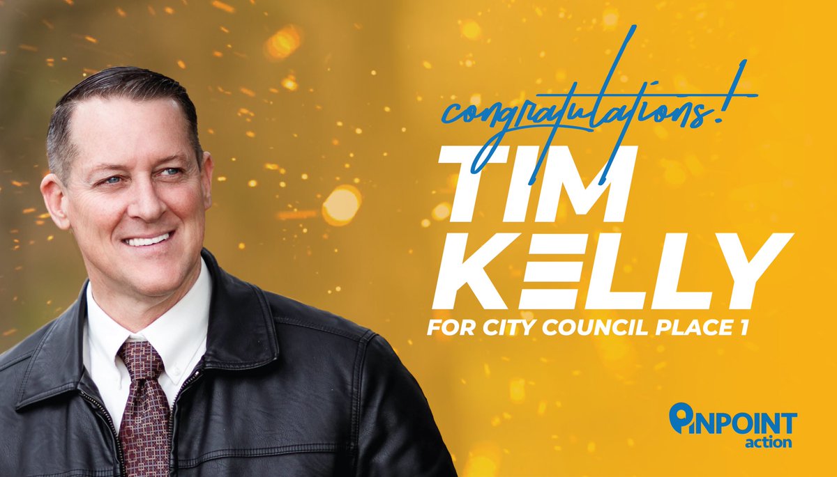 PinpointAction's tweet image. Congratulations to Tim Kelly on his victory for City Council in Cedar Park, Texas! 

PinpointAction.com