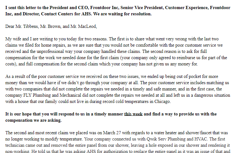 RAnderso3's tweet photo. .@AHS_Warranty Hi there, I'd just like to let you know that, after trying multiple avenues to find a resolution to my issues with your warranty, I sent the letter below to Rex Tibbens, Scott Brown, and Aaron MacLeod.  Any response? cc: @bbb_us @RTibbens #CustomerService https://t.co/XB1wVSlmle