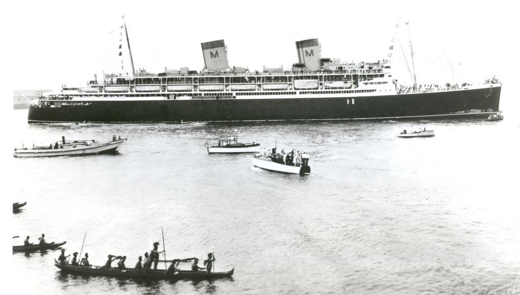 The SS Malolo as she sailed into Honolulu Harbor in the 1920s. #MatsonHistory