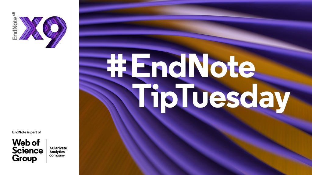 EndNoteNews's tweet photo. Looking for a text guide to help get started with EndNote? Walk through the Guided Tour to learn how to build an EndNote library and create formatted bibliographies:
(Windows) https://t.co/MDM8uw2kON
(macOS) https://t.co/A8MqAppSND
#EndNoteTipTuesday #phdchat #ECRchat https://t.co/EpkZJZ7x7F