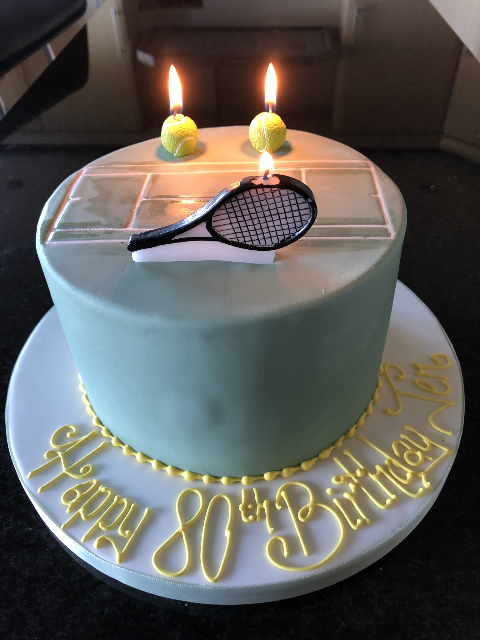  happy 80th birthday mum, to a huge tennis fan and follower of enjoy your cake! 