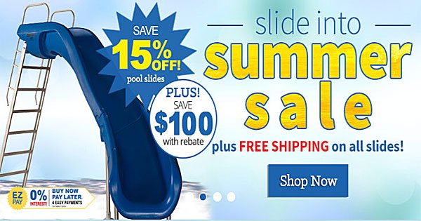 PoolProductscom's tweet photo. The SPP Slide Into Summer Sale is On! Save on Slides, Liners, Pools &amp; Chemicals! No Code needed, Price Drops thru-out the store 🤸‍♀️ >>> https://t.co/g5YJJAztrW https://t.co/44NlsyNP1z